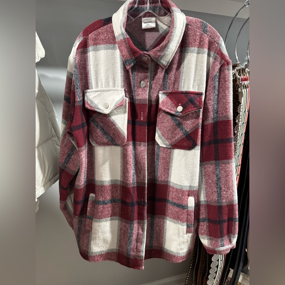 Plaid Women's Jacket in Red and Gray